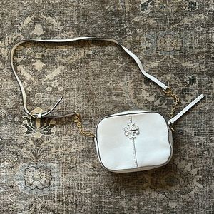 Tory Burch White Leather McGraw Camera Bag